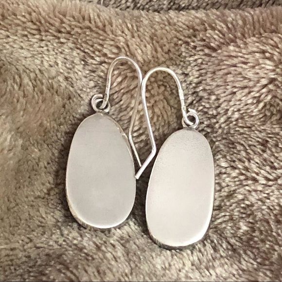 Vintage Sterling Silver Red Jasper Drop Earrings - Picture 2 of 5